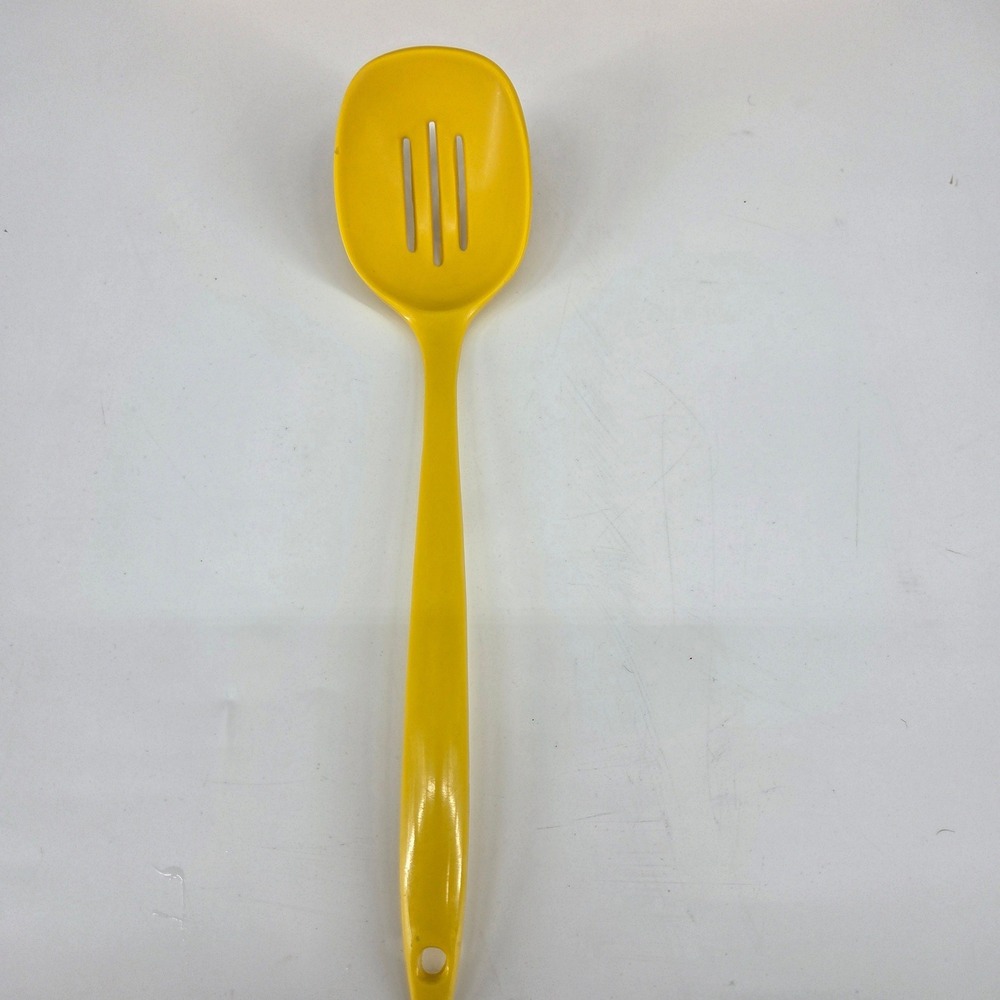 Vintage Yellow Melamine Slotted Spoon TB 606 Kitchen Serving Utensil Taiwan